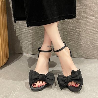 Beautiful black square toe strappy high heels