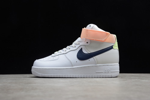 Nike Wmns Air Force 1 High White Midnight Navy Light Orange 334031-117