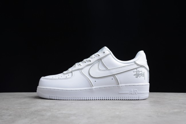 Stussy x Nike Air Force 1 Low White Silver Reflective BQ6246-019