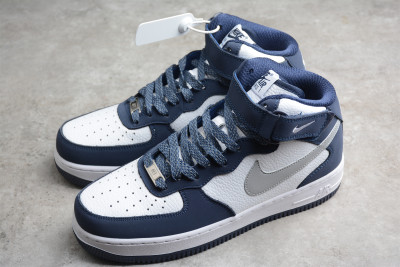 Nike Air Force 1'​07 Mid Navy White Grey Blue Shoes AQ2263-115