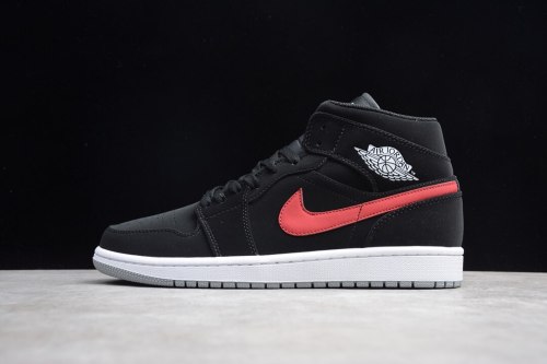 Jordan 1 Mid Multi-Color Swoosh Black (GS) 554725-065