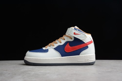 Nike Air Force 1 07 Mid Beige Dark Blue University Red 512745-068