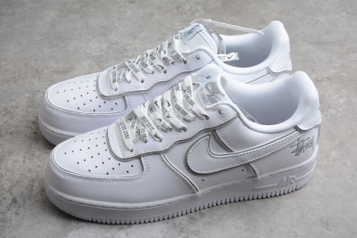 Stussy x Nike Air Force 1 Low White Silver Reflective BQ6246-019