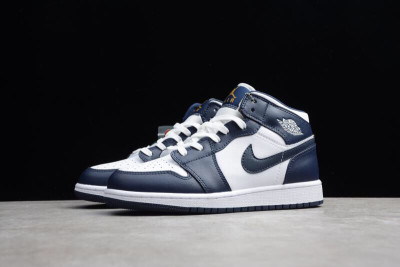 Jordan 1 Mid White Metallic Gold Obsidian 554724-174