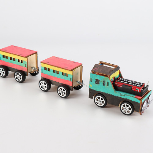 DIY science and technology small production invention creative wooden electric train children's scientific experiment plug-in toy