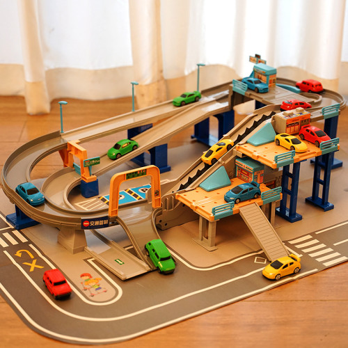 Children's track car building toy puzzle little boy electric track slide 3 three years old 4 city 5 parking lot 6