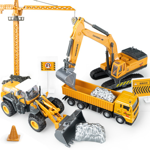 Children's alloy engineering vehicle excavator mixer truck simulation crane excavator toy car dump truck
