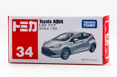 Tomica Toyota Aqua No.34 | 1: 59 Diecast Scale Model