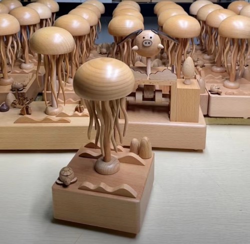 Handmade wooden jellyfish music box