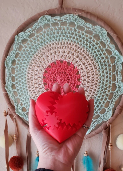 Gear heart-3D steampunk heart gear
