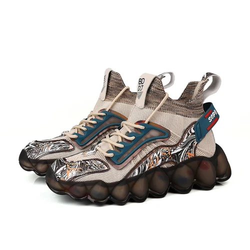 Men's thick soled breathable sports shoes, inflatable basketball shoes, street style, winter, 2021
