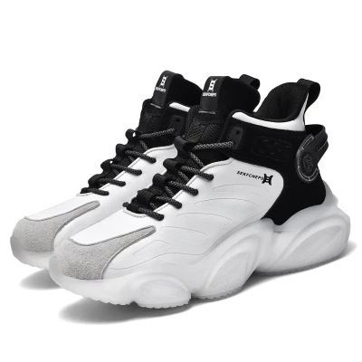 2022 Winter High Elasticity Chunky Sneakers Men Height Increasing Cushioning Basketball Sports Shoes Fashion Plus Size