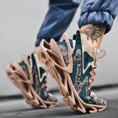 Classic men's running shoes, breathable, graffiti, fashionable, non slip cushioning