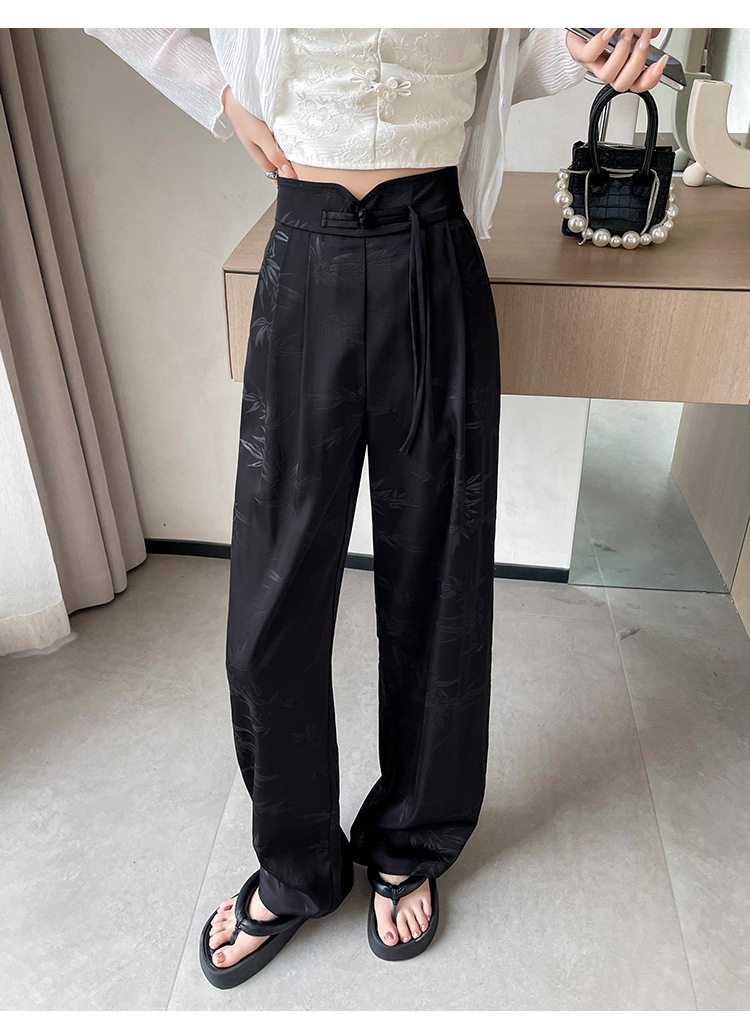 satin-embossed wide-leg trousers