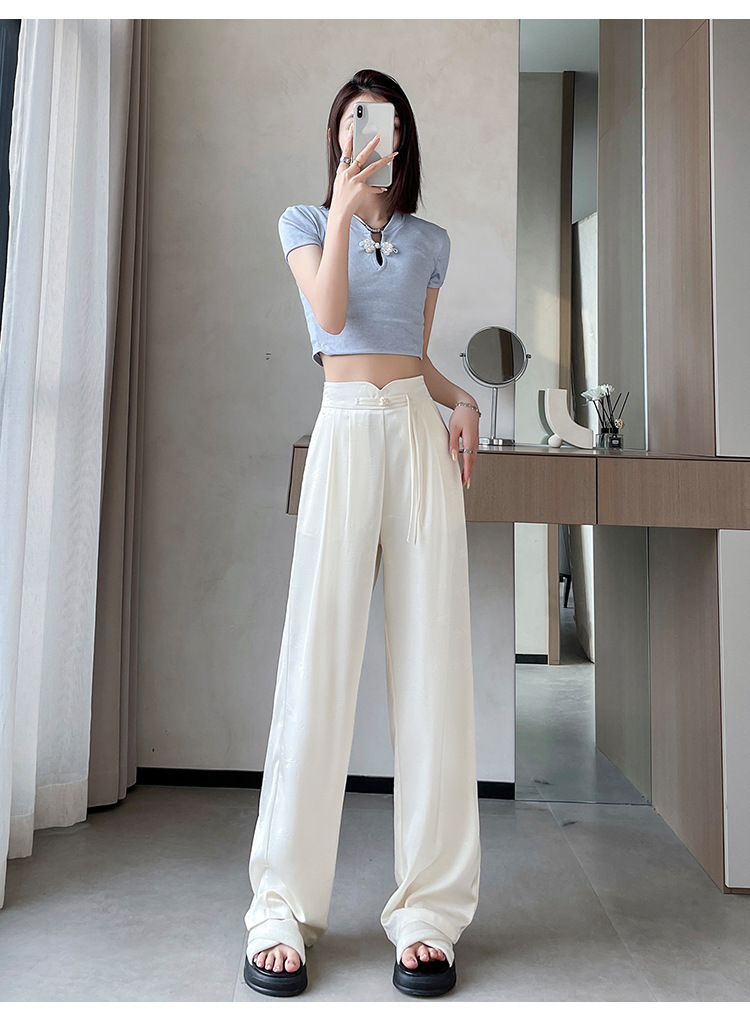 satin-embossed wide-leg trousers