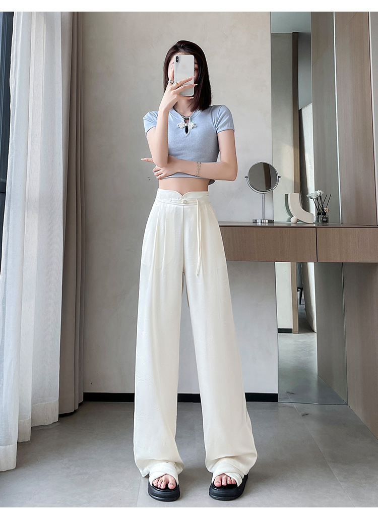 satin-embossed wide-leg trousers