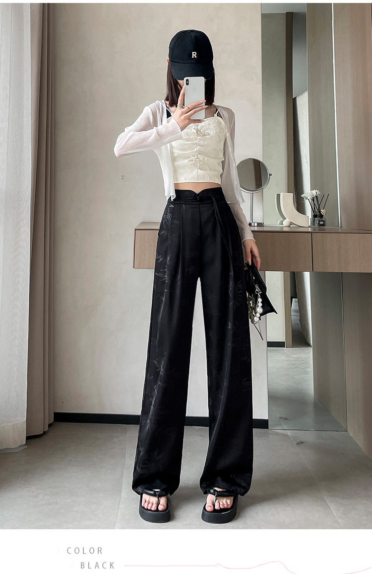 satin-embossed wide-leg trousers