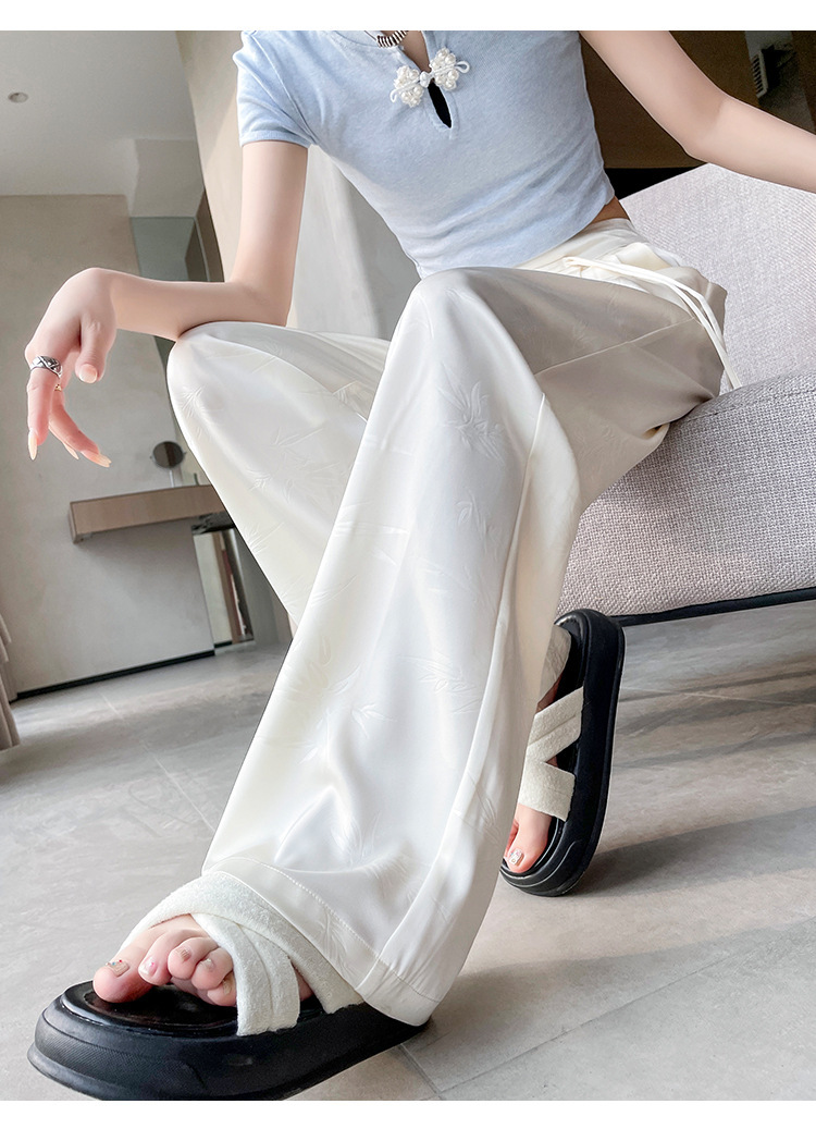 satin-embossed wide-leg trousers