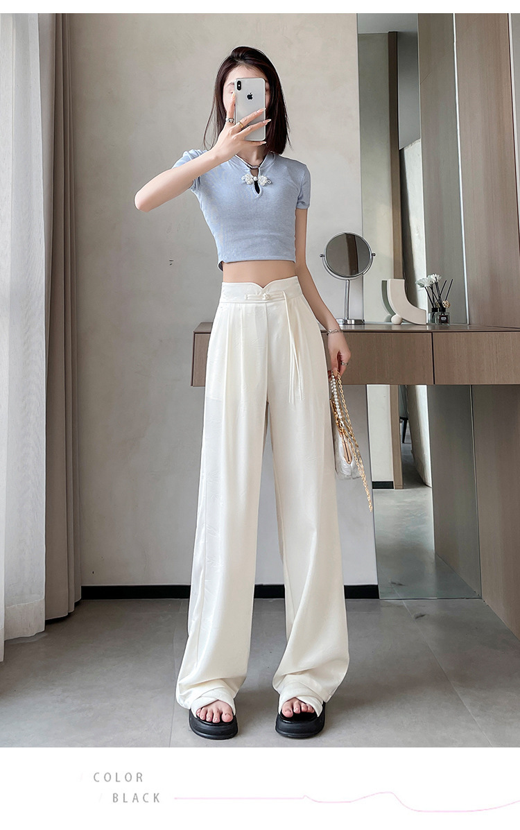 satin-embossed wide-leg trousers