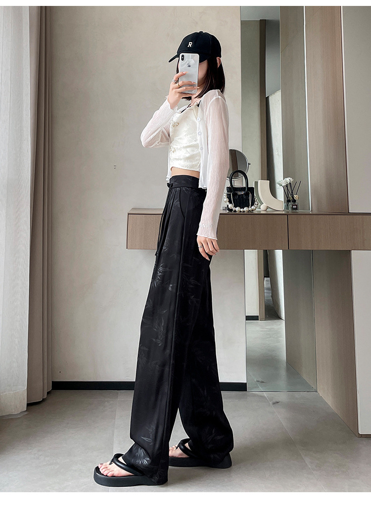 satin-embossed wide-leg trousers