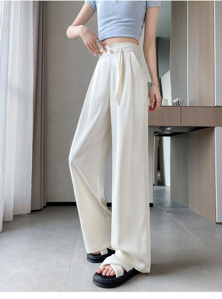 satin-embossed wide-leg trousers