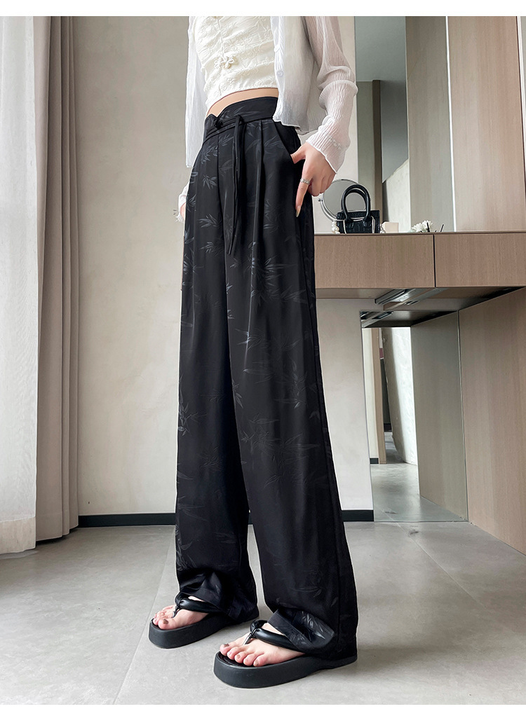 satin-embossed wide-leg trousers