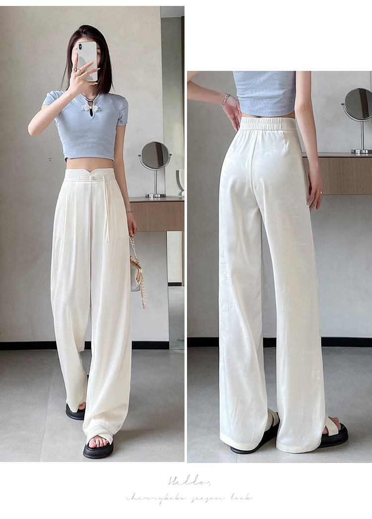 satin-embossed wide-leg trousers