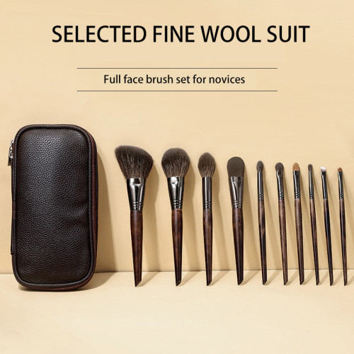 10-Piece Portable Wool Brush Set for Makeup Artists