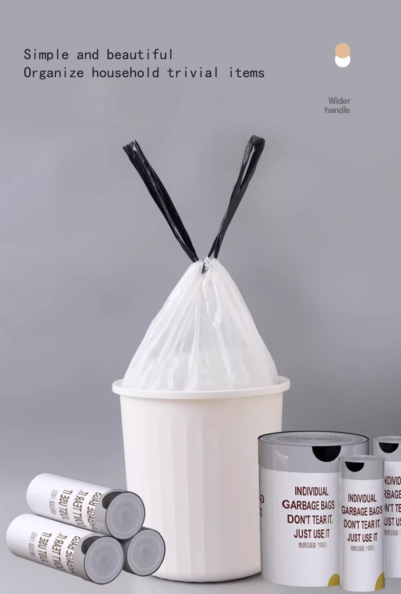 Drawstring type kitchen and bathroom commercial large garbage bag