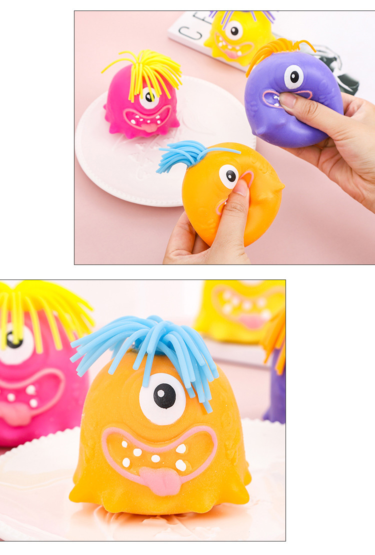 Hair pulling and squeezing little monster stress relief toy