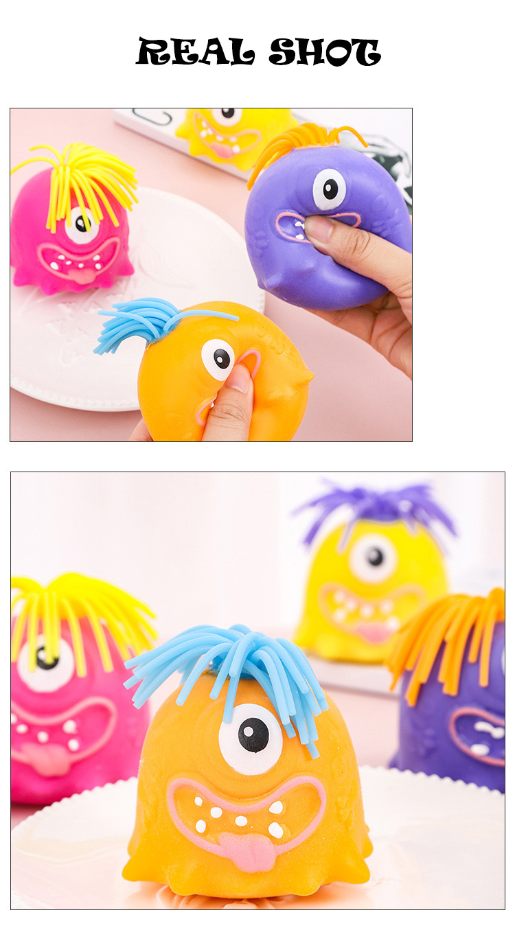 Hair pulling and squeezing little monster stress relief toy