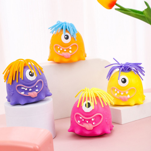 Hair pulling and squeezing little monster stress relief toy