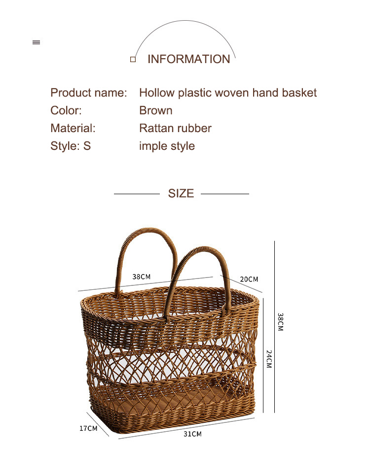 Imitation rattan woven portable picnic basket