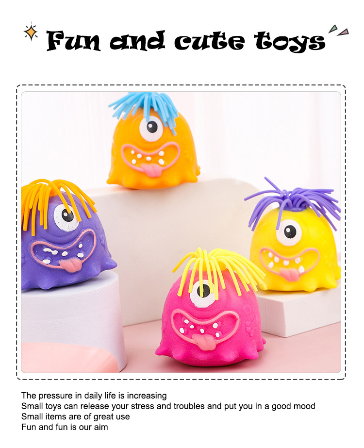 Hair pulling and squeezing little monster stress relief toy