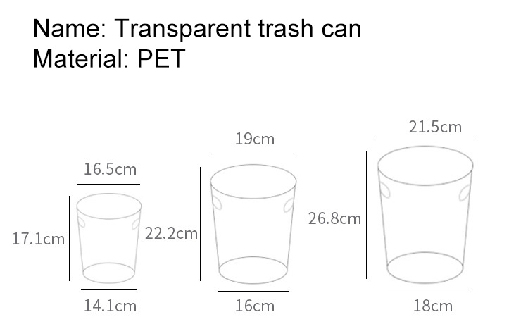 High-looking transparent household trash can