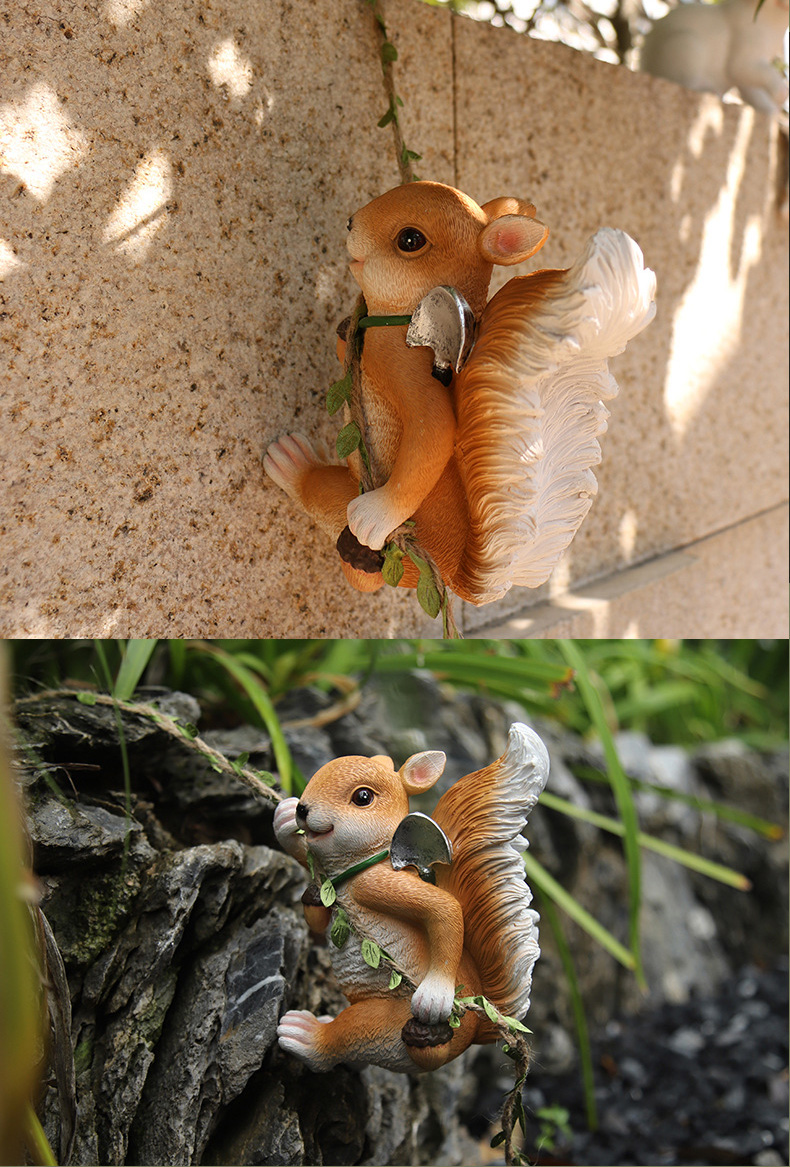 Simulated squirrel pendant garden decoration small ornaments resin crafts flower pot balcony courtyard pendant outdoor wear