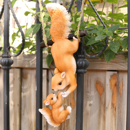 Simulated squirrel pendant garden decoration small ornaments resin crafts flower pot balcony courtyard pendant outdoor wear