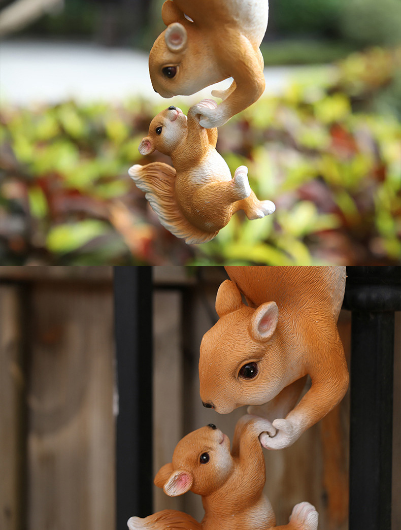 Simulated squirrel pendant garden decoration small ornaments resin crafts flower pot balcony courtyard pendant outdoor wear