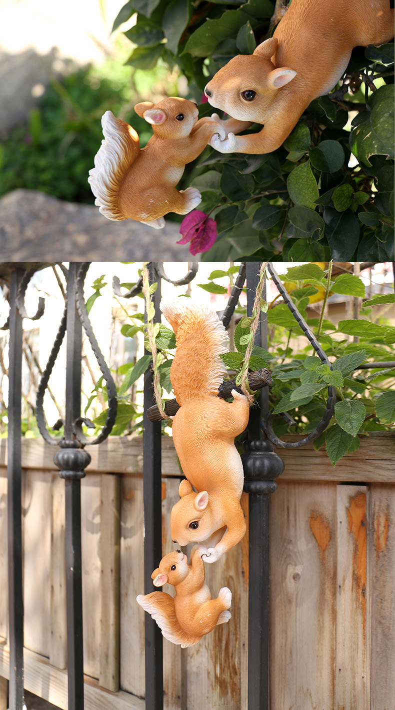 Simulated squirrel pendant garden decoration small ornaments resin crafts flower pot balcony courtyard pendant outdoor wear