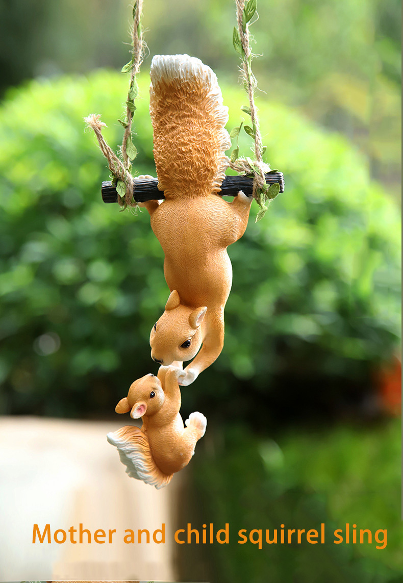 Simulated squirrel pendant garden decoration small ornaments resin crafts flower pot balcony courtyard pendant outdoor wear