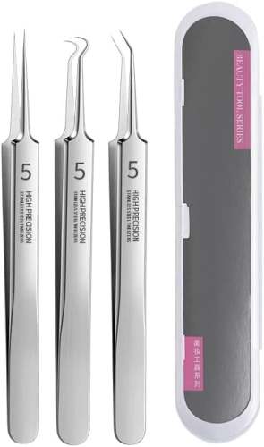 Professional Facial Blackhead Remover Tweezers – Precision Stainless Steel Tweezers for Acne, Blackhead & Pimple Extraction