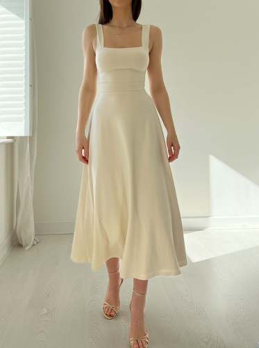 Women's Thick Straps Midi Dress – Comfortable & Stylish Sleeveless Dress for Casual or Formal Occasions