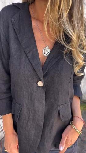 Cotton and Linen Casual Lapel Single-Button Thin Coat - Effortless Style for Every Occasion