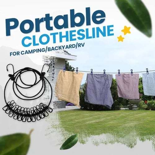 Portable Clothesline for Camping, Backyard, and RV – Compact, Lightweight, and Adjustable Drying Line for Outdoor Use