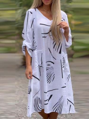 V-Neck Cotton and Linen Dress – Effortless Style for Any Occasion