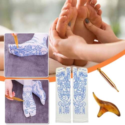 Reflexology Chart Socks with Trigger Point Massage Tool - Ultimate Relaxation Set