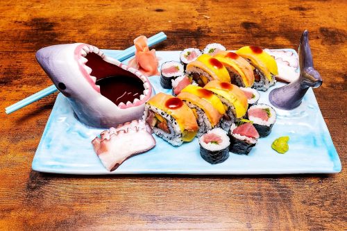 Hand-Painted Shark Sushi Plate - Unique and Artistic Dining Experience