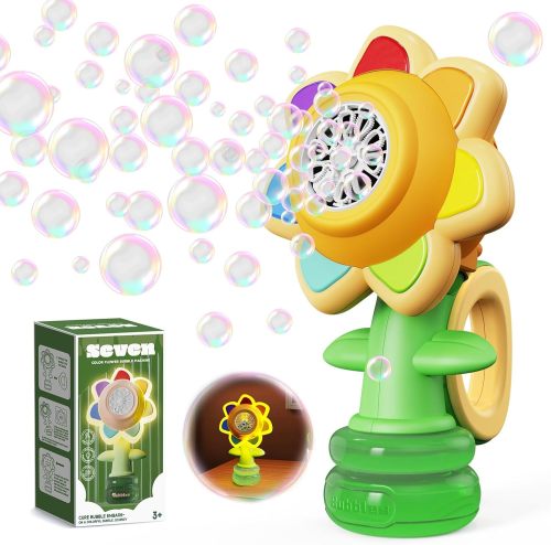 Seven Color Flower Bubble Machine for Kids