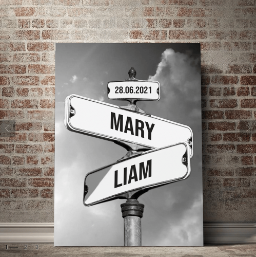 Personalized Canvas Vintage Street Sign for Couples