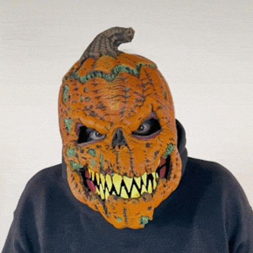 Pumpkin Mask with Movable Jaw – Realistic Halloween Mask for a Spooky Look